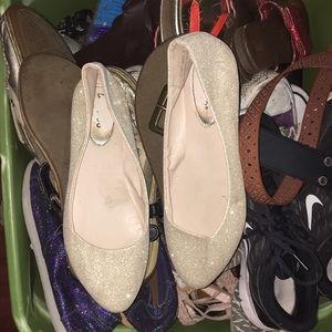 Gold glitter flats .